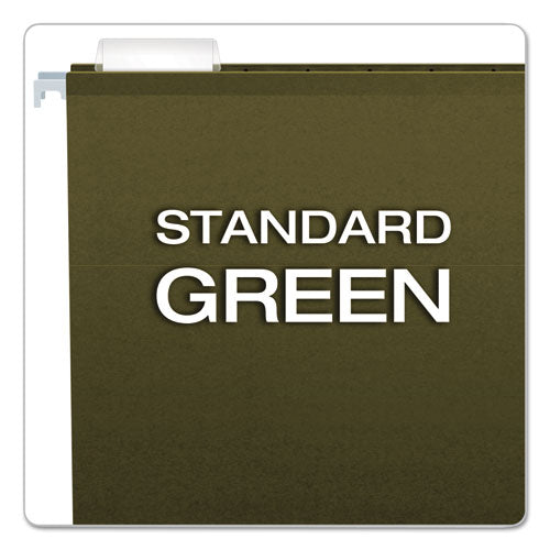 Image of Pendaflex® Reinforced Hanging File Folders with Printable Tab Inserts, Letter Size, 1/5-Cut Tabs, Standard Green, 25/Box