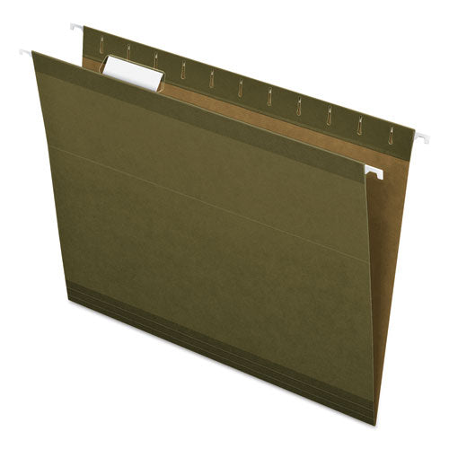 Image of Pendaflex® Reinforced Hanging File Folders with Printable Tab Inserts, Letter Size, 1/5-Cut Tabs, Standard Green, 25/Box