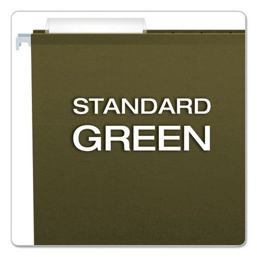 Image of Pendaflex® Reinforced Hanging File Folders with Printable Tab Inserts, Legal Size, 1/3-Cut Tabs, Standard Green, 25/Box