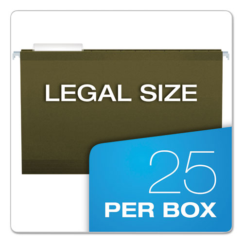 Image of Pendaflex® Reinforced Hanging File Folders with Printable Tab Inserts, Legal Size, 1/3-Cut Tabs, Standard Green, 25/Box