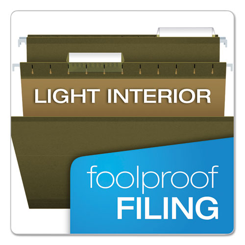 Image of Pendaflex® Reinforced Hanging File Folders with Printable Tab Inserts, Legal Size, 1/3-Cut Tabs, Standard Green, 25/Box