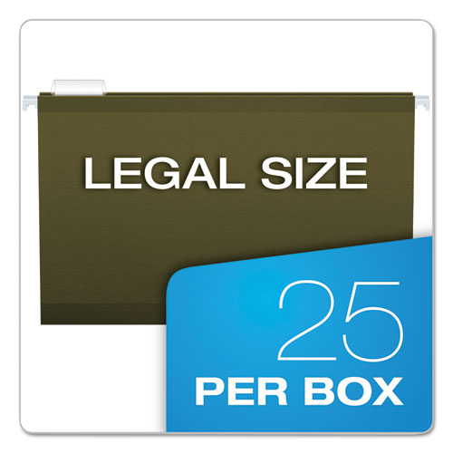 Image of Pendaflex® Reinforced Hanging File Folders with Printable Tab Inserts, Legal Size, 1/5-Cut Tabs, Standard Green, 25/Box