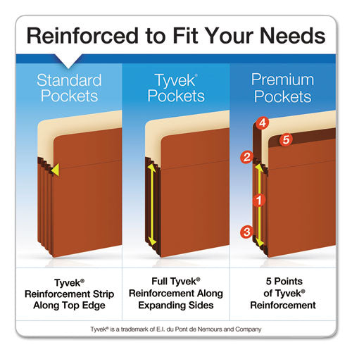 Image of Pendaflex® Earthwise by Pendaflex Recycled File Pockets, 5.25" Expansion, Letter Size, Red Fiber