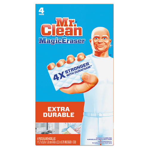 Image of Mr. Clean® Magic Eraser Extra Durable, 4.6 X 2.4, 0.7" Thick, 4/box