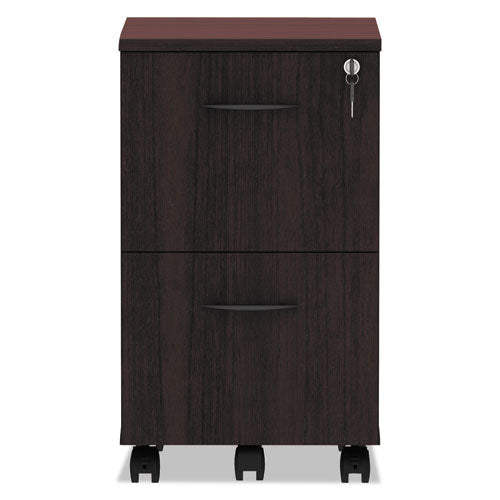 Image of Alera® Alera Valencia Series Mobile Pedestal, Left Or Right, 2 Legal/letter-Size File Drawers, Mahogany, 15.38" X 20" X 26.63"