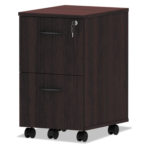 Image of Alera® Alera Valencia Series Mobile Pedestal, Left Or Right, 2 Legal/letter-Size File Drawers, Mahogany, 15.38" X 20" X 26.63"