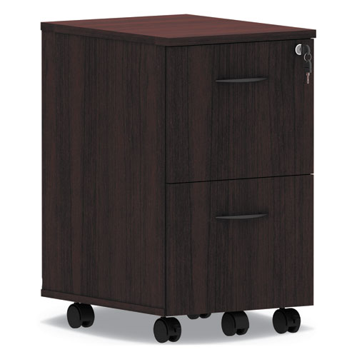 Image of Alera® Alera Valencia Series Mobile Pedestal, Left Or Right, 2 Legal/letter-Size File Drawers, Mahogany, 15.38" X 20" X 26.63"