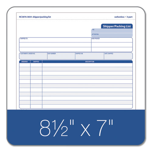 Image of TOPS Triplicate Snap-Off Shipper/Packing List, Three-Part Carbonless, 8.5 x 7, 50 Forms Total