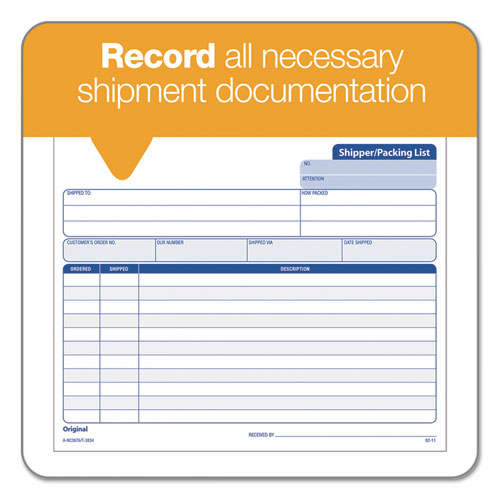 Image of TOPS Triplicate Snap-Off Shipper/Packing List, Three-Part Carbonless, 8.5 x 7, 50 Forms Total