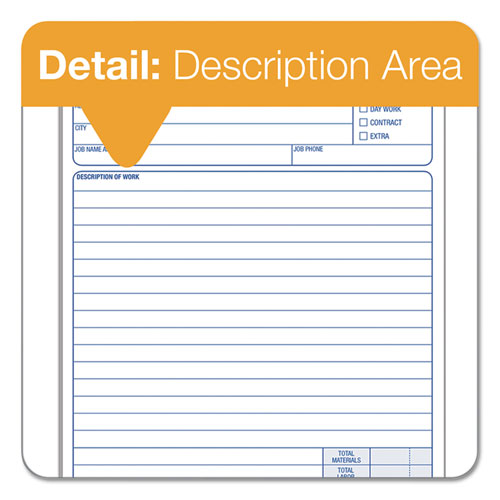 Image of TOPS Job Work Order, Three-Part Carbonless, 5.66 x 8.63, 50 Forms Total
