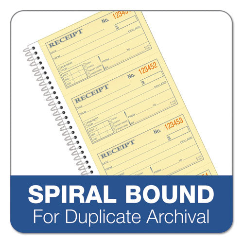 Image of TOPS Spiralbound Money and Rent Receipt Book, Two-Part Carbonless, 4.75 x 2.75, 4 Forms/Sheet, 200 Forms Total