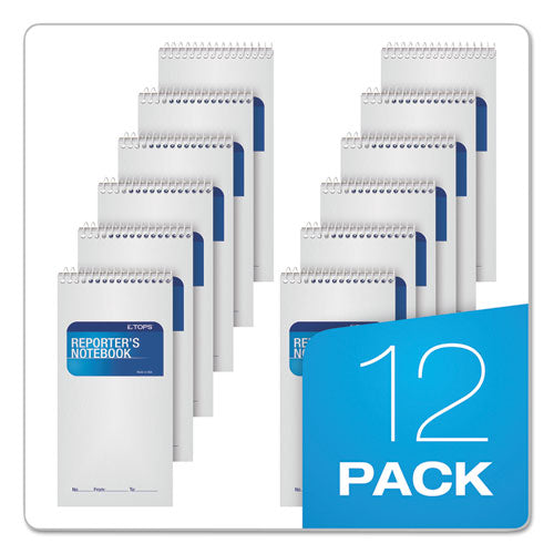 Image of TOPS Reporter's Notepad, Wide/legal Rule, White Cover, 70 White 4 X 8 Sheets, 12/pack