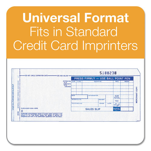 Image of TOPS Credit Card Sales Slip, Three-Part Carbonless, 7.78 x 3.25, 100 Forms Total