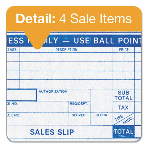 Image of TOPS Credit Card Sales Slip, Three-Part Carbonless, 7.78 x 3.25, 100 Forms Total