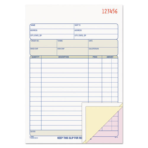Image of TOPS Sales Order Book, Three-Part Carbonless, 7.94 x 5.56, 50 Forms Total