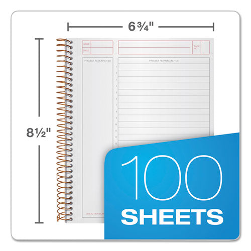 Image of TOPS JEN Action Planner, 1-Subject, Narrow Rule, Black Cover, (100) 8.5 x 6.75 Sheets