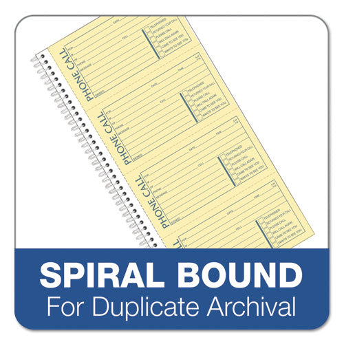 Image of TOPS Second Nature Phone Call Book, Two-Part Carbonless, 5 x 2.75, 4 Forms/Sheet, 400 Forms Total