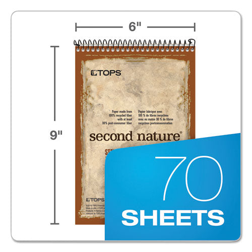 Image of TOPS Second Nature Recycled Notepads, Gregg Rule, Brown Cover, 70 White 6 X 9 Sheets