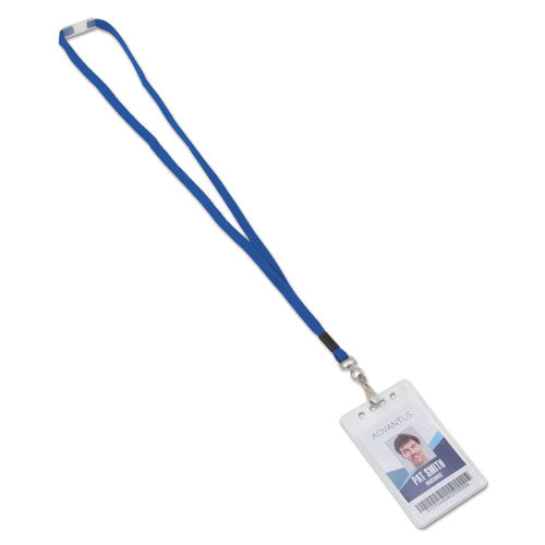 Image of Advantus Breakaway Lanyards, Metal J-Hook Fastener, 36" Long, Blue, 24/Box