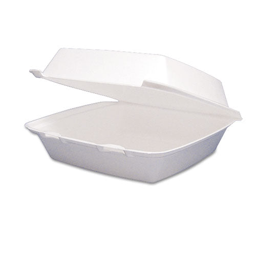 Image of Dart® Foam Hinged Lid Containers, 8.38 x 7.78 x 3.25, White, 200/Carton