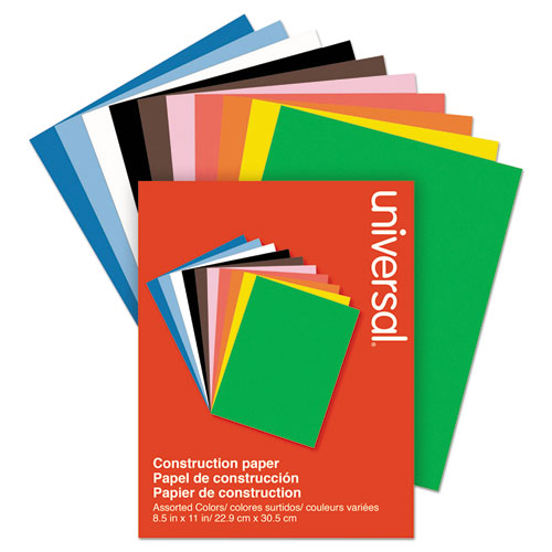 Image of Universal® Construction Paper, 76 lb Text Weight, 9 x 12, Assorted, 200/Pack