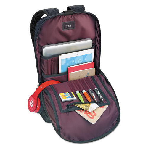 Image of Solo Draft Backpack, Fits Devices Up to 15.6", Nylon, 6.25 x 18.12 x 18.12, Black