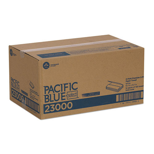Image of Georgia Pacific® Professional Pacific Blue Select C-Fold Paper Towels, 2-Ply, 10.1 x 12.7, White, 120/Pack, 12 Packs/Carton