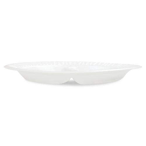 Image of Dart® Concorde Foam Plate, 3-Compartment Plate, 9" dia, White, 125/Pack, 4 Packs/Carton