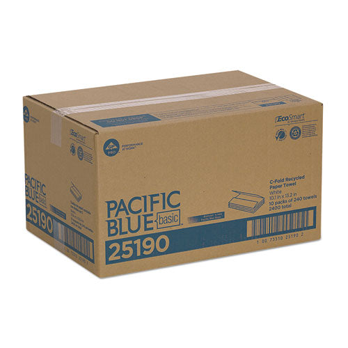Image of Georgia Pacific® Professional Pacific Blue Basic C-Fold Paper Towel, 1-Ply, 10.1 x 12.7, White, 240/Pack, 10 Packs/Carton