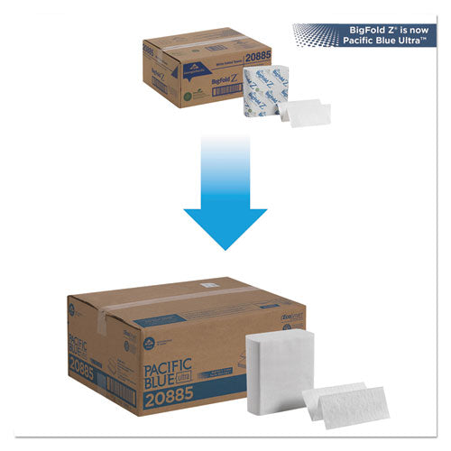 Image of Georgia Pacific® Professional Pacific Blue Ultra Z-Fold Folded Paper Towels, 1-Ply, 8 x 11, White, 260/Pack, 10 Packs/Carton