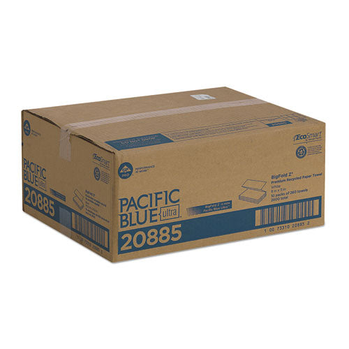 Image of Georgia Pacific® Professional Pacific Blue Ultra Z-Fold Folded Paper Towels, 1-Ply, 8 x 11, White, 260/Pack, 10 Packs/Carton