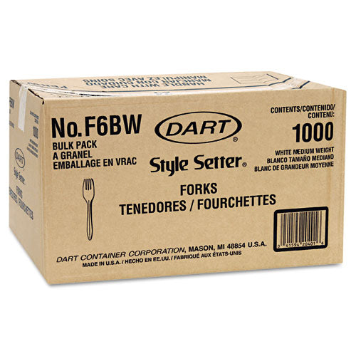 Image of Dart® Style Setter Mediumweight Plastic Forks, White, 1,000/Carton