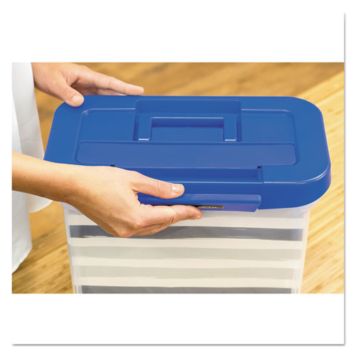 Image of Bankers Box® Heavy-Duty Portable File Box, Letter Files, 14.25" X 8.63" X 11.06", Clear/blue