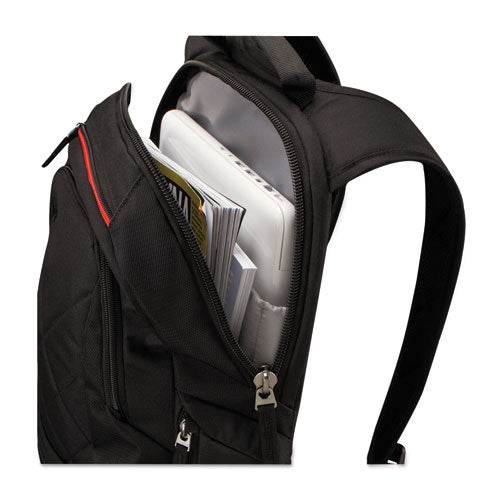 Image of Case Logic® Diamond Backpack, Fits Devices Up to 14.1", Polyester, 6.3 x 13.4 x 17.3, Black