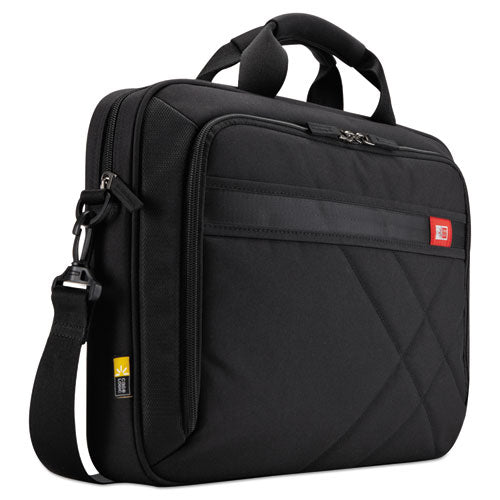 Image of Case Logic® Diamond Briefcase, Fits Devices Up to 15.6", Polyester, 16.1 x 3.1 x 11.4, Black
