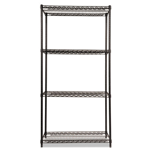 Image of Alera® NSF Certified Industrial Four-Shelf Wire Shelving Kit, 36w x 18d x 72h, Black