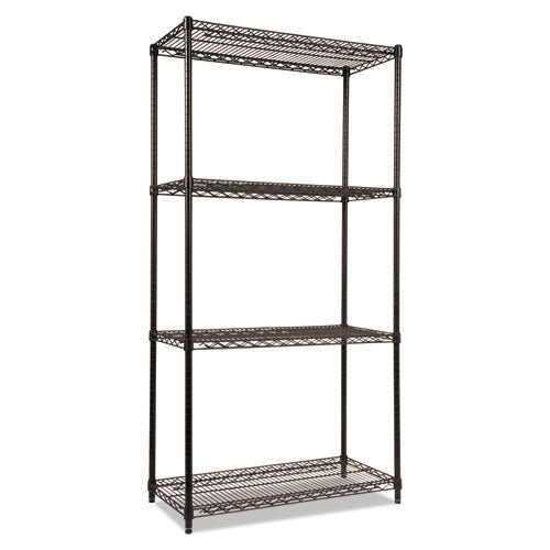 Image of Alera® NSF Certified Industrial Four-Shelf Wire Shelving Kit, 36w x 18d x 72h, Black
