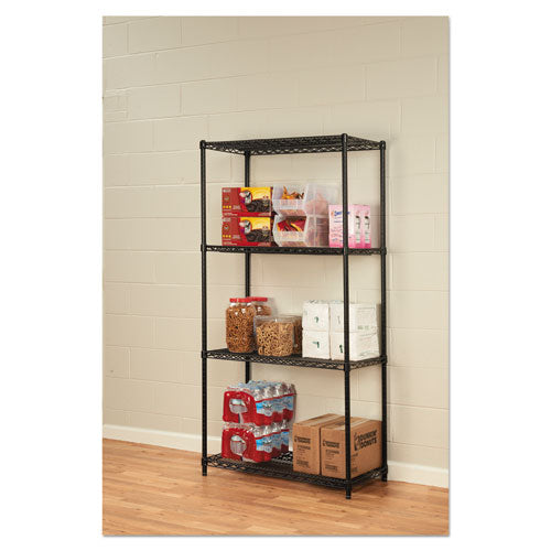Image of Alera® NSF Certified Industrial Four-Shelf Wire Shelving Kit, 36w x 18d x 72h, Black
