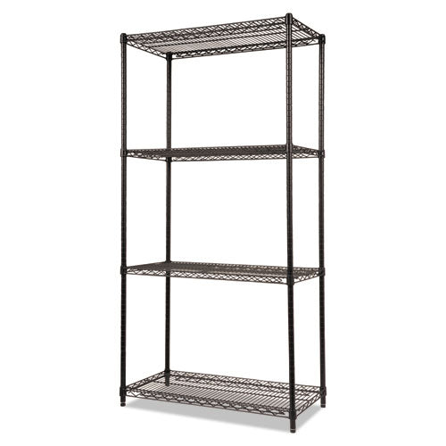 Image of Alera® NSF Certified Industrial Four-Shelf Wire Shelving Kit, 36w x 18d x 72h, Black