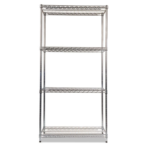 Image of Alera® NSF Certified Industrial Four-Shelf Wire Shelving Kit, 36w x 18d x 72h, Silver