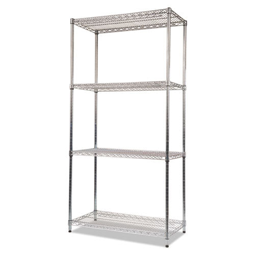 Image of Alera® NSF Certified Industrial Four-Shelf Wire Shelving Kit, 36w x 18d x 72h, Silver