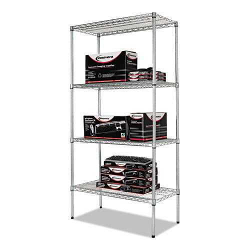 Image of Alera® NSF Certified Industrial Four-Shelf Wire Shelving Kit, 36w x 18d x 72h, Silver