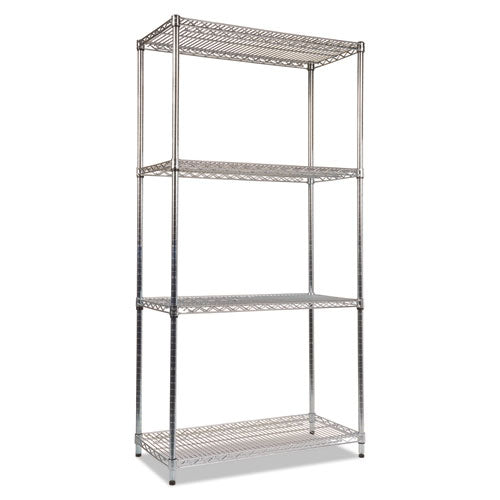 Image of Alera® NSF Certified Industrial Four-Shelf Wire Shelving Kit, 36w x 18d x 72h, Silver