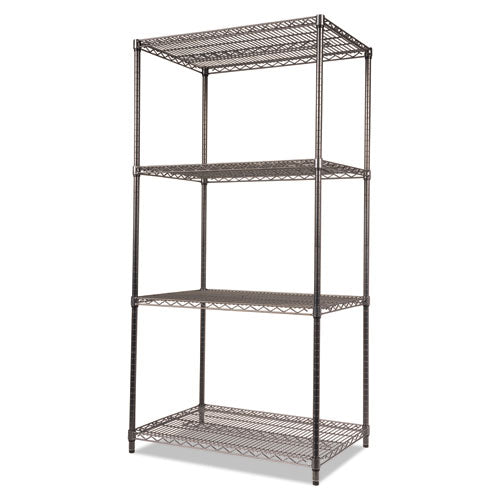 Image of Alera® Wire Shelving Starter Kit, Four-Shelf, 36w X 24d X 72h, Black Anthracite