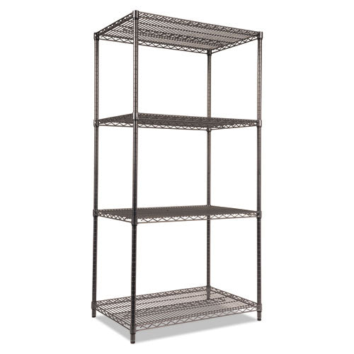 Image of Alera® Wire Shelving Starter Kit, Four-Shelf, 36w X 24d X 72h, Black Anthracite