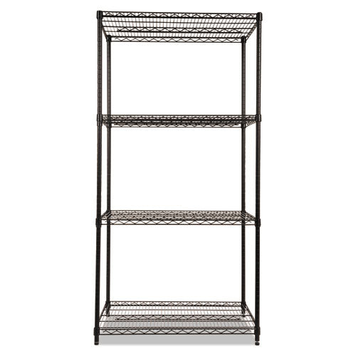 Image of Alera® NSF Certified Industrial Four-Shelf Wire Shelving Kit, 36w x 24d x 72h, Black