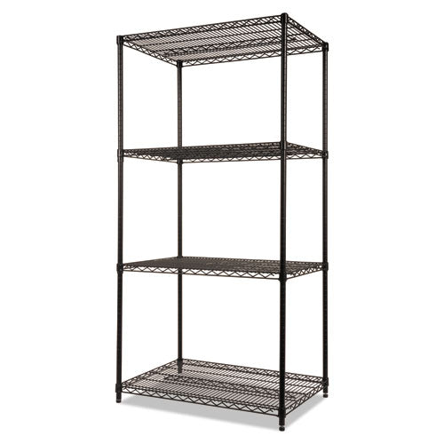 Image of Alera® NSF Certified Industrial Four-Shelf Wire Shelving Kit, 36w x 24d x 72h, Black
