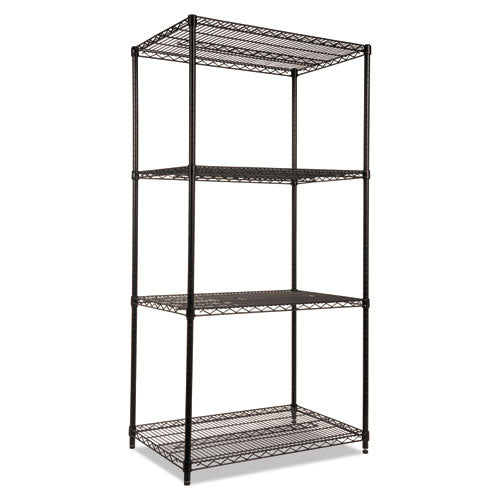 Image of Alera® NSF Certified Industrial Four-Shelf Wire Shelving Kit, 36w x 24d x 72h, Black