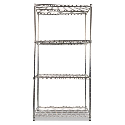 Image of Alera® NSF Certified Industrial Four-Shelf Wire Shelving Kit, 36w x 24d x 72h, Silver