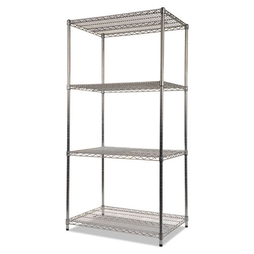 Image of Alera® NSF Certified Industrial Four-Shelf Wire Shelving Kit, 36w x 24d x 72h, Silver